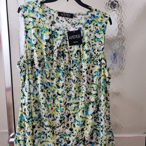 NWT Kasper Multicolored Sleeveless Blouse 1X $55